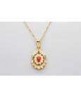 18Kt Yellow Gold Set Decorated with Coral & Cubic Zirconia