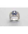18Kt White Gold Ring with Blue Sapphires & Cubic Zirconia