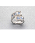 18kt White Gold Aquamarine & Zircon Ring
