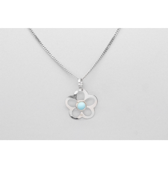 18kt White Gold & Turquoise Flower Charm