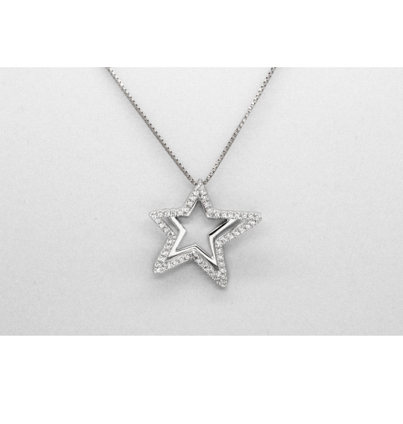 18kt Whte Gold C. Zirconia Star Charm