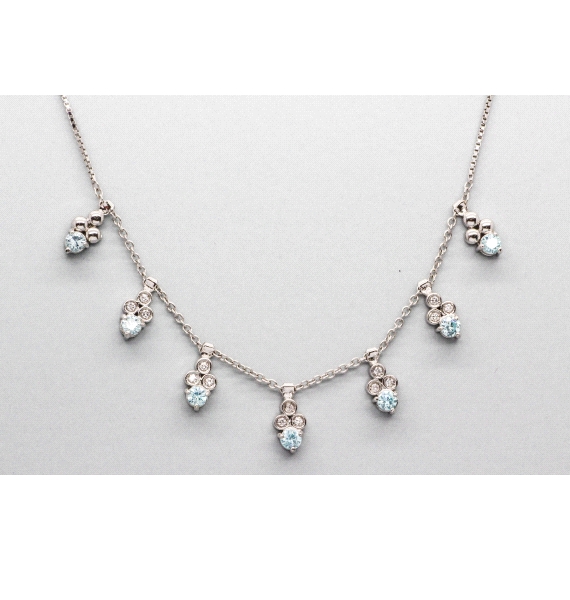18kt White Gold Gemstone Necklace