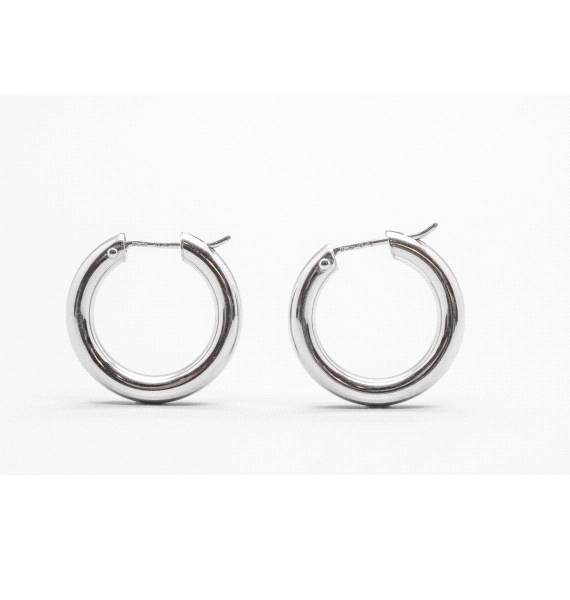 18kt White Gold Hoop Earrings.