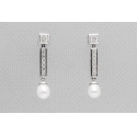 18kt White Gold Pearl & Zirconia Earrings