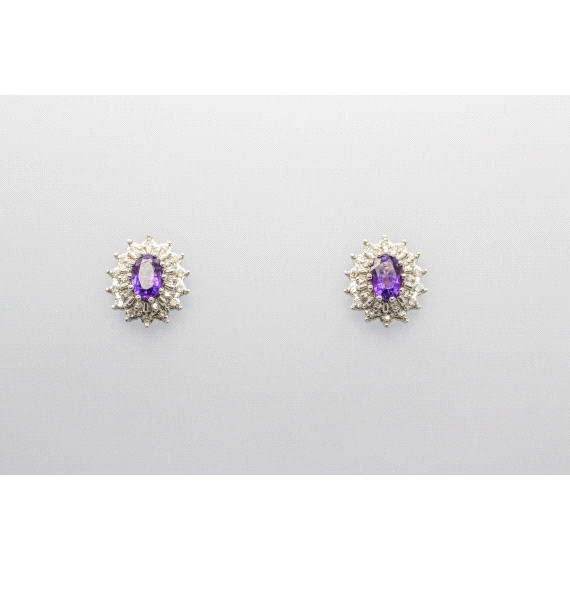 18kt Gold Amethyst & Diamond Earrings