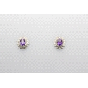 18Kt Gold Amethyst & Diamond Earrings