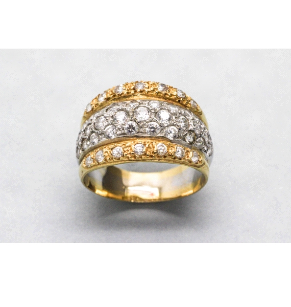 18kt White & Yellow Gold Zircon Ring