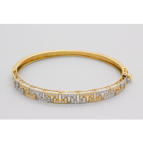 18kt White & Yellow Gold Zircon Bangle