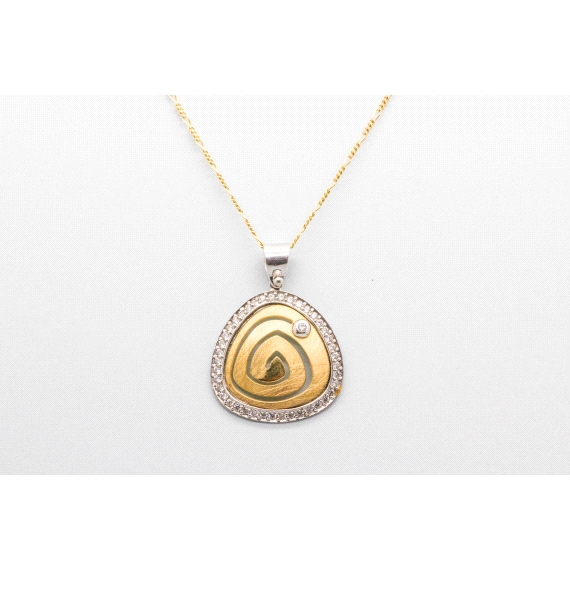 18kt White & Yellow Gold Zircon Pendant