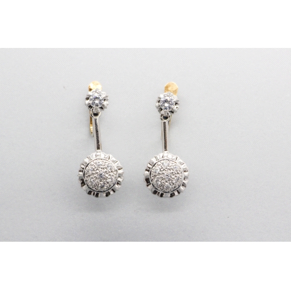 18kt White & Yellow Gold Zircon Earrings