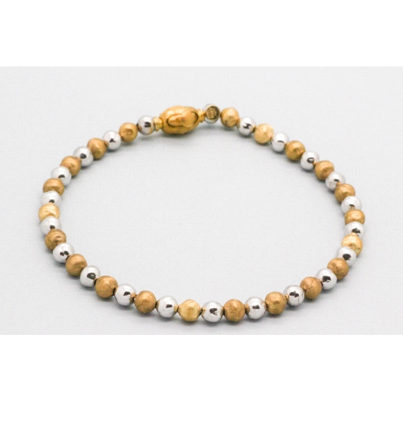18kt White & Yellow Gold Bead Bracelet