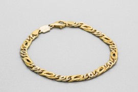 18kt White & Yellow Gold Figaro Bracelet