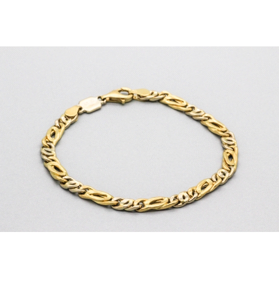 18kt White & Yellow Gold Figaro Bracelet