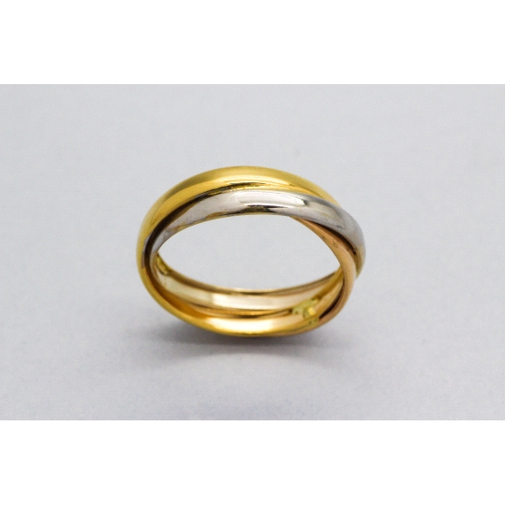 18kt tri-tone gold ring in a band design