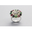 Anillo en Plata de Ley con Circonitas de Colores