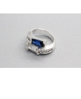 Silver Ring with Blue & White Crystals
