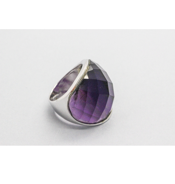 925 Sterling Silver Purple Crystal Ring