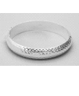 Silver Bangle with a Diamond Cut Design