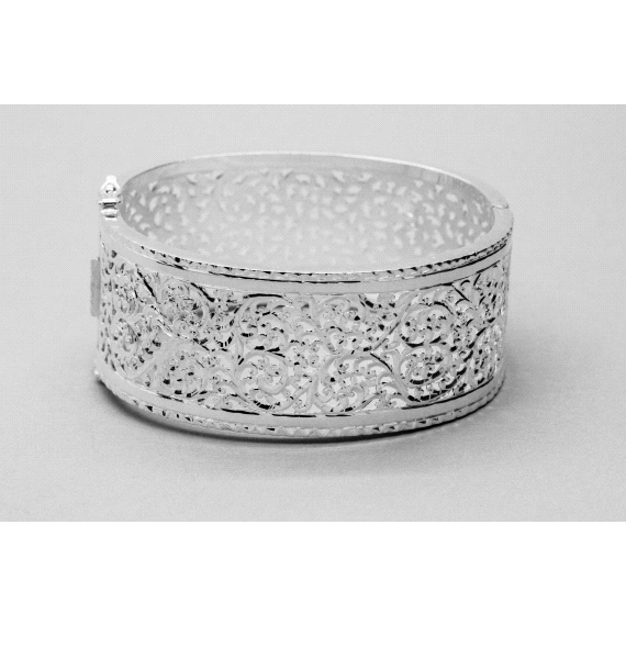 Silver Bangle with a Filligree Design