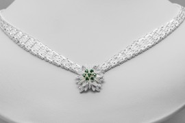 Sterling Silver Gemstone Flower Necklace