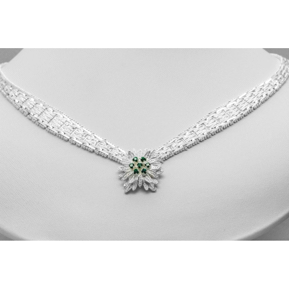 Sterling Silver Gemstone Flower Necklace