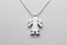 Silver Girl with Pigtials Pendant
