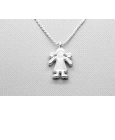 Silver Girl with Pigtials Pendant
