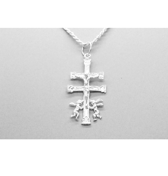 Sterling Silver Cross & Angel Pendant