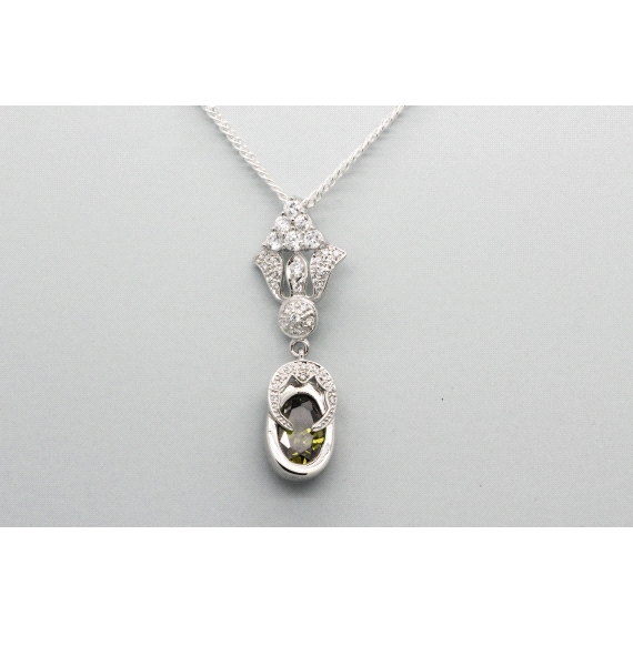 Silver Crystal & Gemstone Pendant