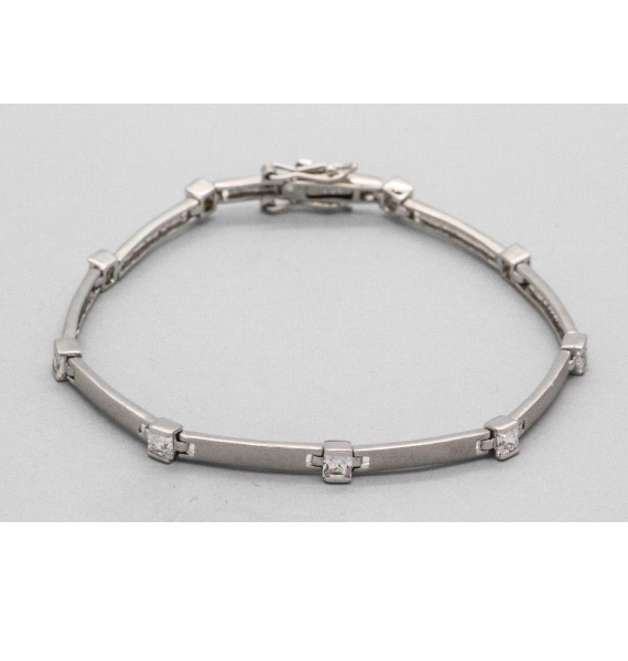 Rhodium Plated Silver Zircon Bracelet