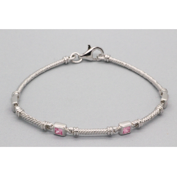 Rhodium Plated Silver Zircon Bracelet