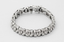 Rhodium Plated Silver Flower Bracelet