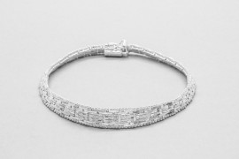 Square & Bead Link Silver Bracelet