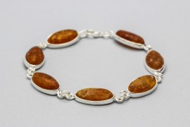 Silver Bracelet with Amber Gemstones