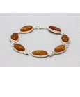 Silver Bracelet with Amber Gemstones